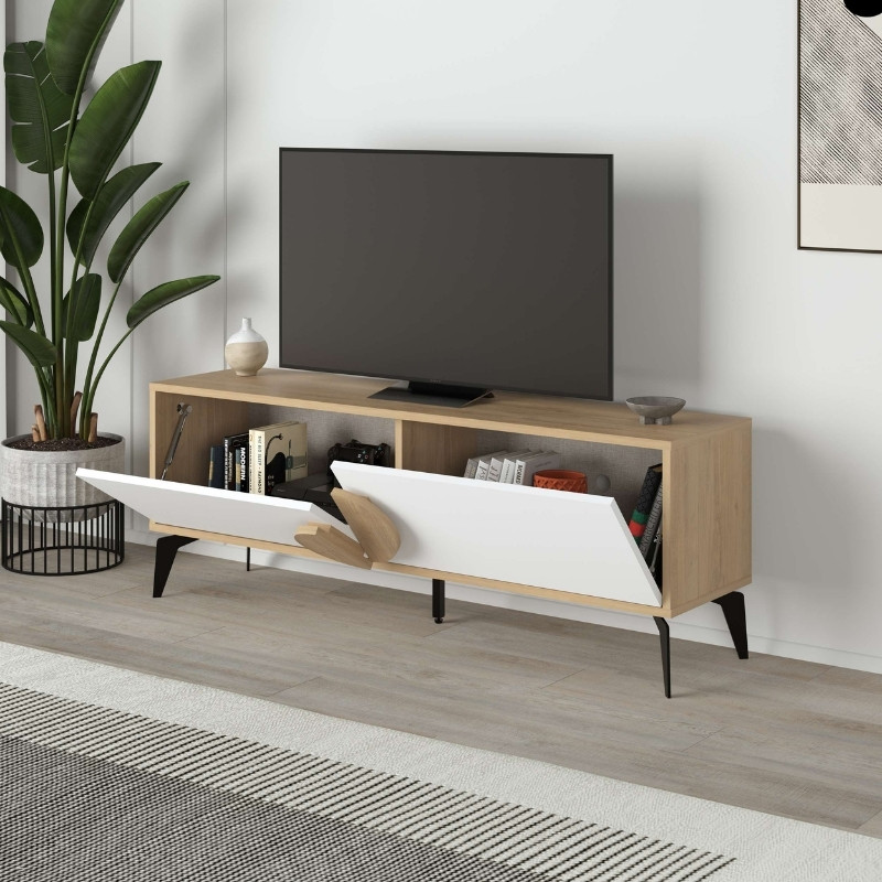 Έπιπλο τηλεόρασης Gora Megapap χρώμα sapphire oak - λευκό 140x35,6x51εκ. Έπιπλο τηλεόρασης Gora Megapap χρώμα sapphire oak - λευκό 140x35,6x51εκ.