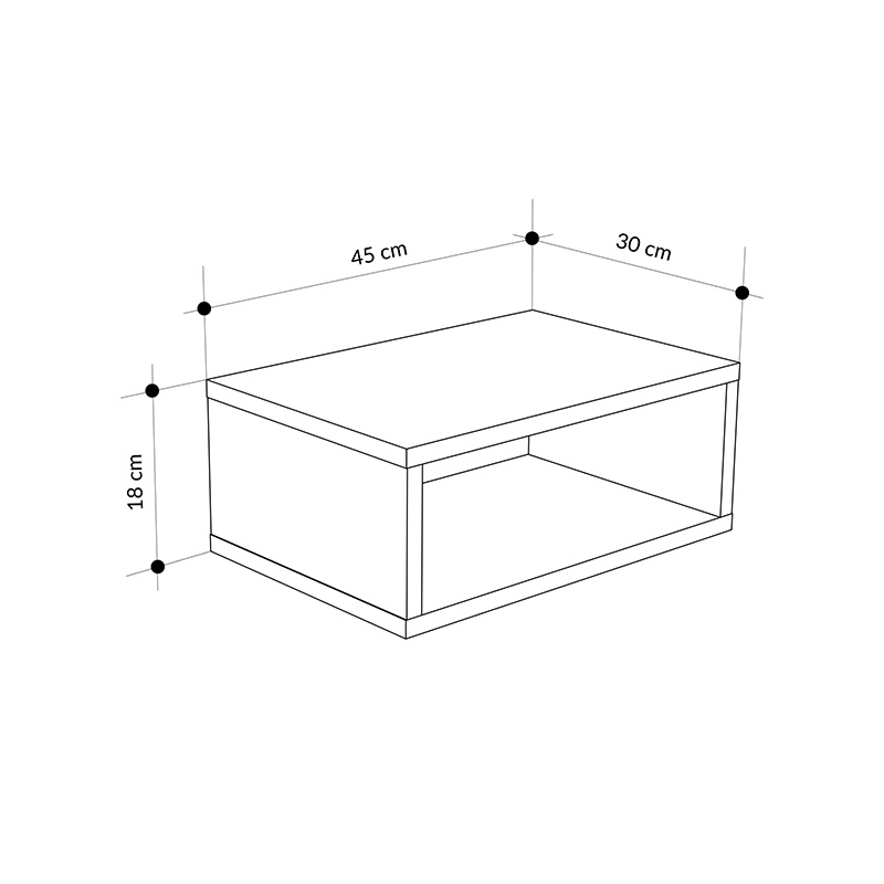 Κομοδίνο επιτοίχιο Brik Megapap με LED χρώμα καρυδί Ud - sandstone 45x30x18εκ.