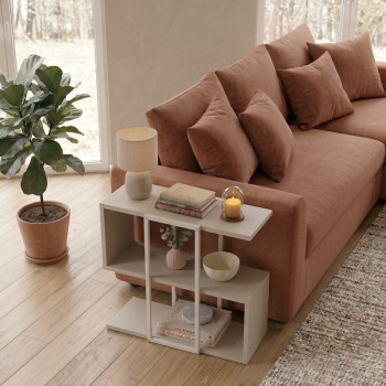 Τραπεζάκι βοηθητικό Homia Megapap χρώμα sandstone 56x25x56,5εκ. Τραπεζάκι βοηθητικό Homia Megapap χρώμα sandstone 56x25x56,5εκ.