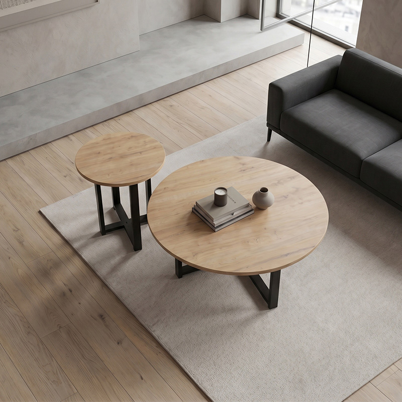 Τραπεζάκι σαλονιού σετ 2 τμχ Mesa Megapap χρώμα sapphire oak Ø90x35,5εκ. Τραπεζάκι σαλονιού σετ 2 τμχ Mesa Megapap χρώμα sapphire oak Ø90x35,5εκ.
