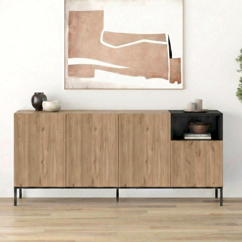 Μπουφές Cailin Megapap χρώμα sepet oak - black wood 180x41,8x80εκ. Μπουφές Cailin Megapap χρώμα sepet oak - black wood 180x41,8x80εκ.