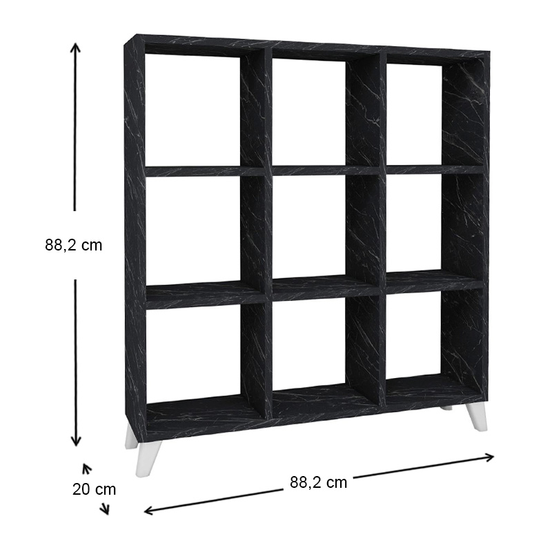 Βιβλιοθήκη Saul Megapap χρώμα μαύρο εφέ μαρμάρου 88,2x20x88,2εκ. Βιβλιοθήκη Saul Megapap χρώμα μαύρο εφέ μαρμάρου 88,2x20x88,2εκ.