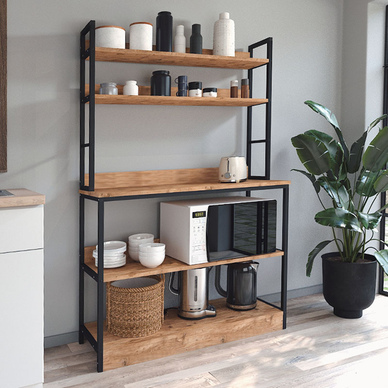 Έπιπλο κουζίνας Foyer Megapap χρώμα μαύρο - pine oak 101x36x160,7εκ. Έπιπλο κουζίνας Foyer Megapap χρώμα μαύρο - pine oak 101x36x160,7εκ.