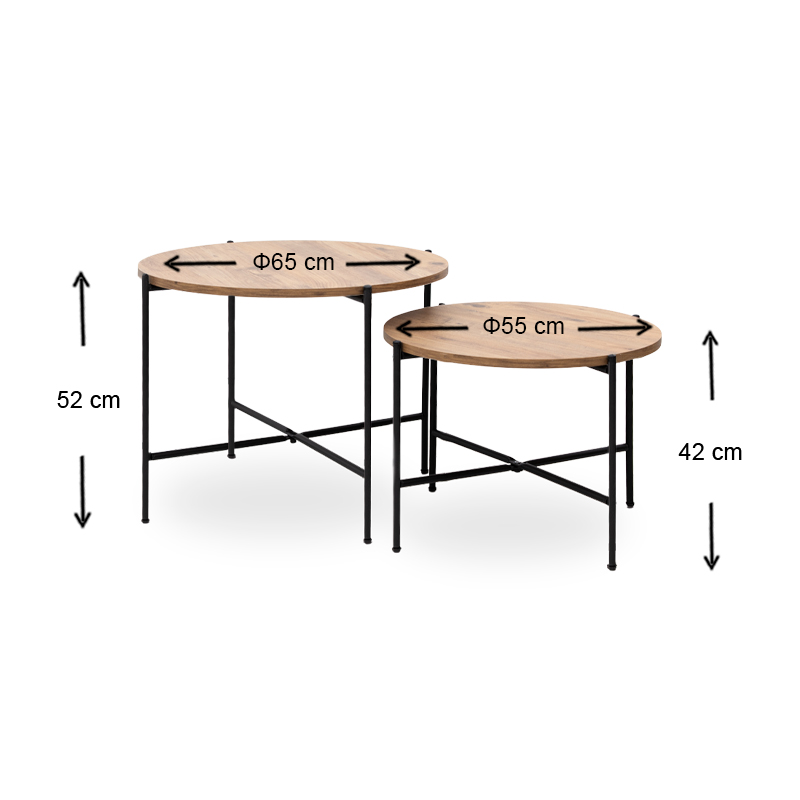 Σετ τραπεζάκια σαλονιού Zayden Megapap 2 τμχ χρώμα pine oak 65x65x52εκ. Σετ τραπεζάκια σαλονιού Zayden Megapap 2 τμχ χρώμα pine oak 65x65x52εκ.