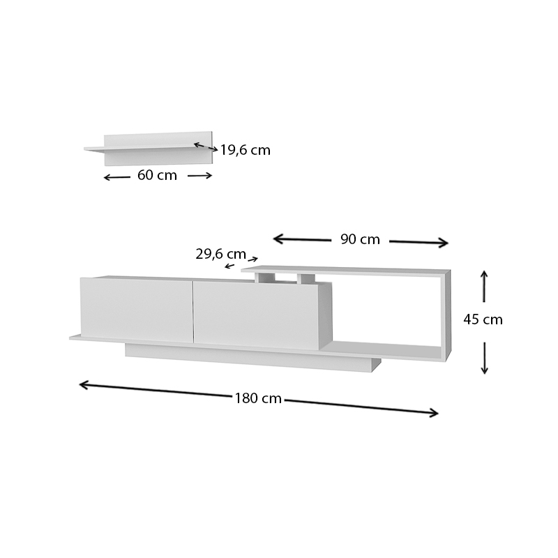 Έπιπλο τηλεόρασης Novara Megapap χρώμα λευκό 180x29,6x45εκ. Έπιπλο τηλεόρασης Novara Megapap χρώμα λευκό 180x29,6x45εκ.