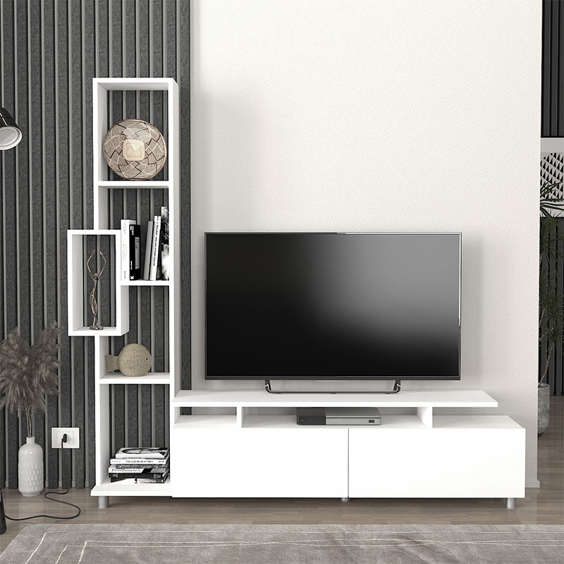 Σύνθεση τηλεόρασης Tulip Megapap χρώμα λευκό 160x29,5x160εκ.