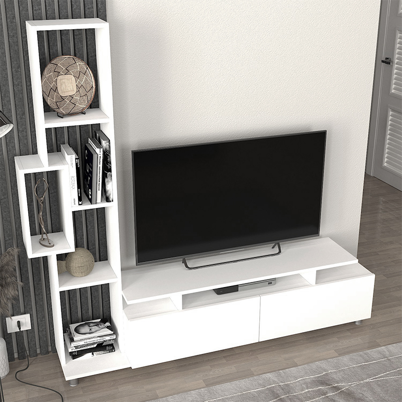 Σύνθεση τηλεόρασης Tulip Megapap χρώμα λευκό 160x29,5x160εκ.