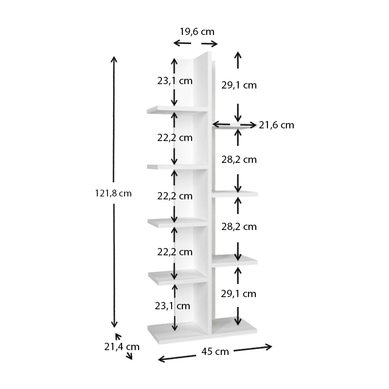 Βιβλιοθήκη Tree Megapap χρώμα λευκό 45x21,4x121,8εκ. Βιβλιοθήκη Tree Megapap χρώμα λευκό 45x21,4x121,8εκ.