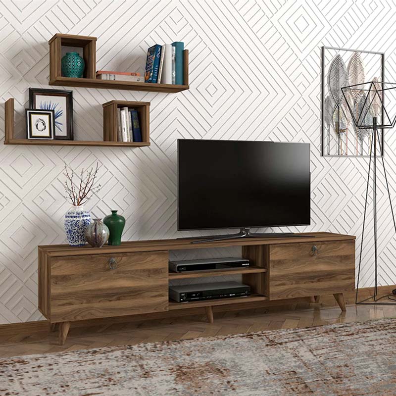 Έπιπλο τηλεόρασης Seddra Megapap χρώμα καρυδί 180x31,5x45εκ. Έπιπλο τηλεόρασης Seddra Megapap χρώμα καρυδί 180x31,5x45εκ.