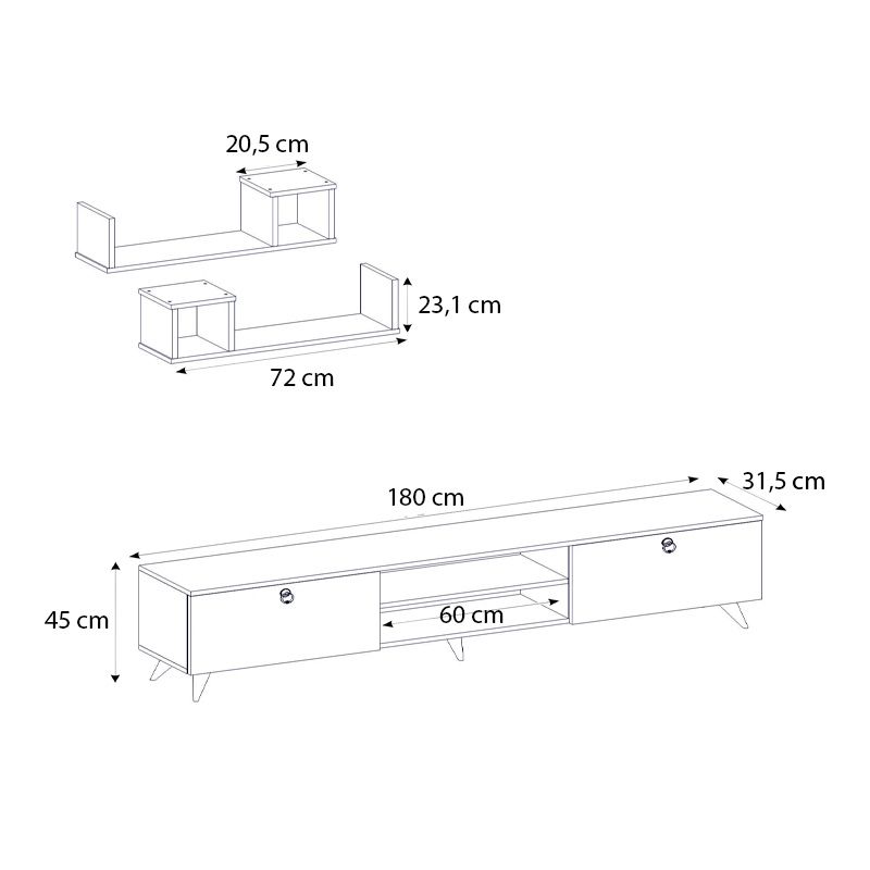 Έπιπλο τηλεόρασης Seddra Megapap χρώμα καρυδί 180x31,5x45εκ. Έπιπλο τηλεόρασης Seddra Megapap χρώμα καρυδί 180x31,5x45εκ.