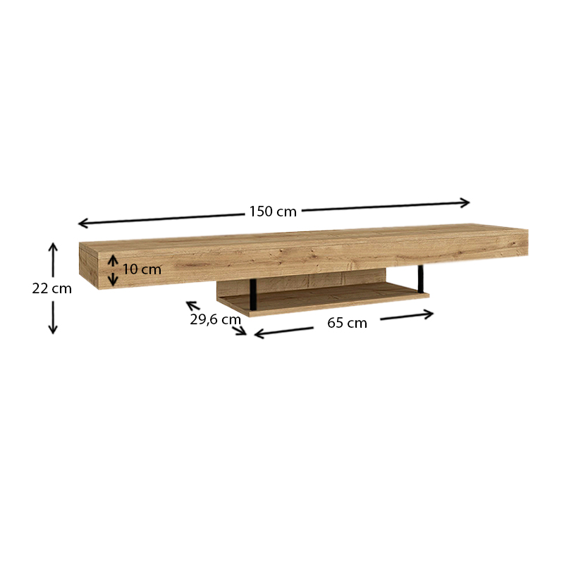 Έπιπλο τηλεόρασης επιτοίχιο Albares Megapap με LED χρώμα sapphire oak 150x29,6x22εκ. Έπιπλο τηλεόρασης επιτοίχιο Albares Megapap με LED χρώμα sapphire oak 150x29,6x22εκ.