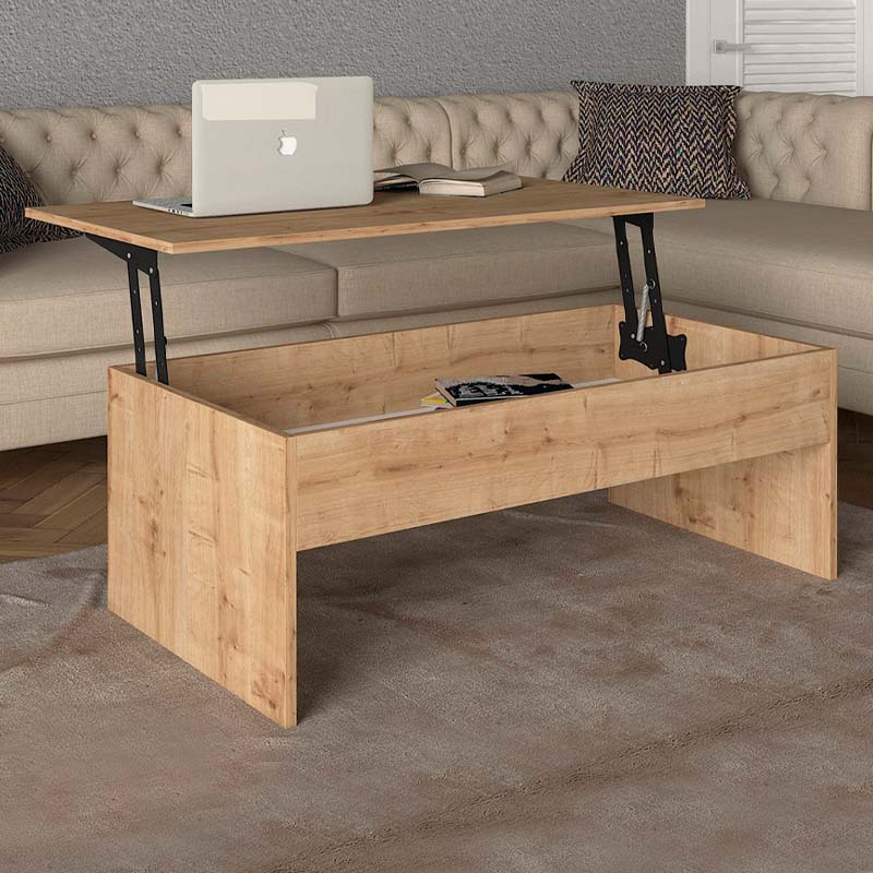 Τραπεζάκι σαλονιού Devon Megapap με σερβιτόρο χρώμα sapphire oak 110x60x44,8εκ.