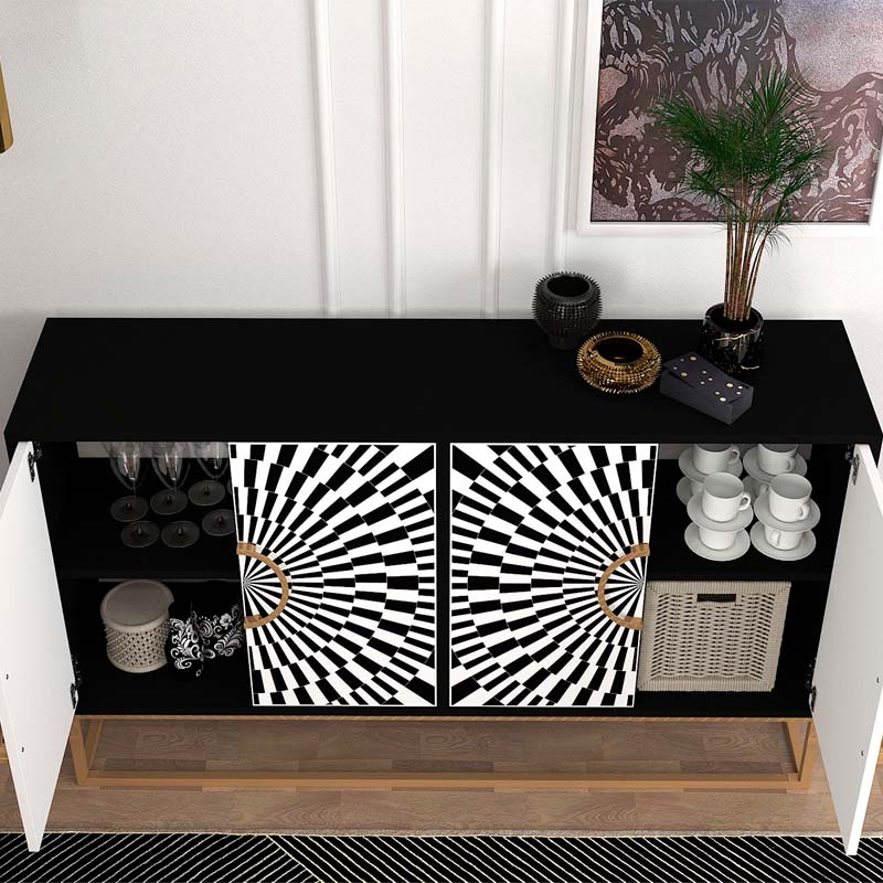 Μπουφές Gradel Megapap χρώμα μαύρο - ασπρόμαυρο 150x35x83,6εκ. Μπουφές Gradel Megapap χρώμα μαύρο - ασπρόμαυρο 150x35x83,6εκ.