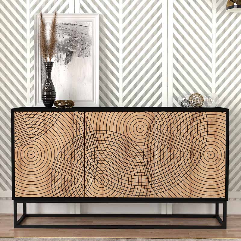 Μπουφές Themis Megapap χρώμα μαύρο - sapphire oak 150x35x83,6εκ. Μπουφές Themis Megapap χρώμα μαύρο - sapphire oak 150x35x83,6εκ.