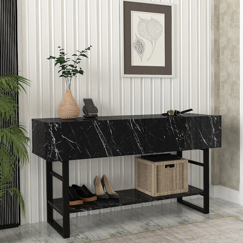 Κονσόλα Aron Megapap χρώμα μαύρο εφέ μαρμάρου 138,8x41x75,7εκ. Κονσόλα Aron Megapap χρώμα μαύρο εφέ μαρμάρου 138,8x41x75,7εκ.