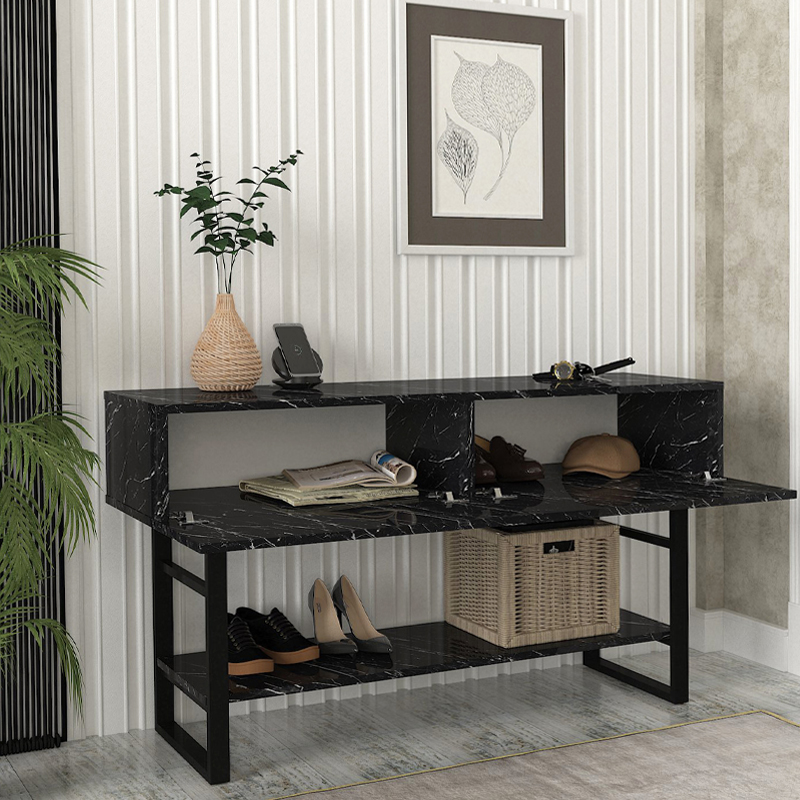 Κονσόλα Aron Megapap χρώμα μαύρο εφέ μαρμάρου 138,8x41x75,7εκ. Κονσόλα Aron Megapap χρώμα μαύρο εφέ μαρμάρου 138,8x41x75,7εκ.