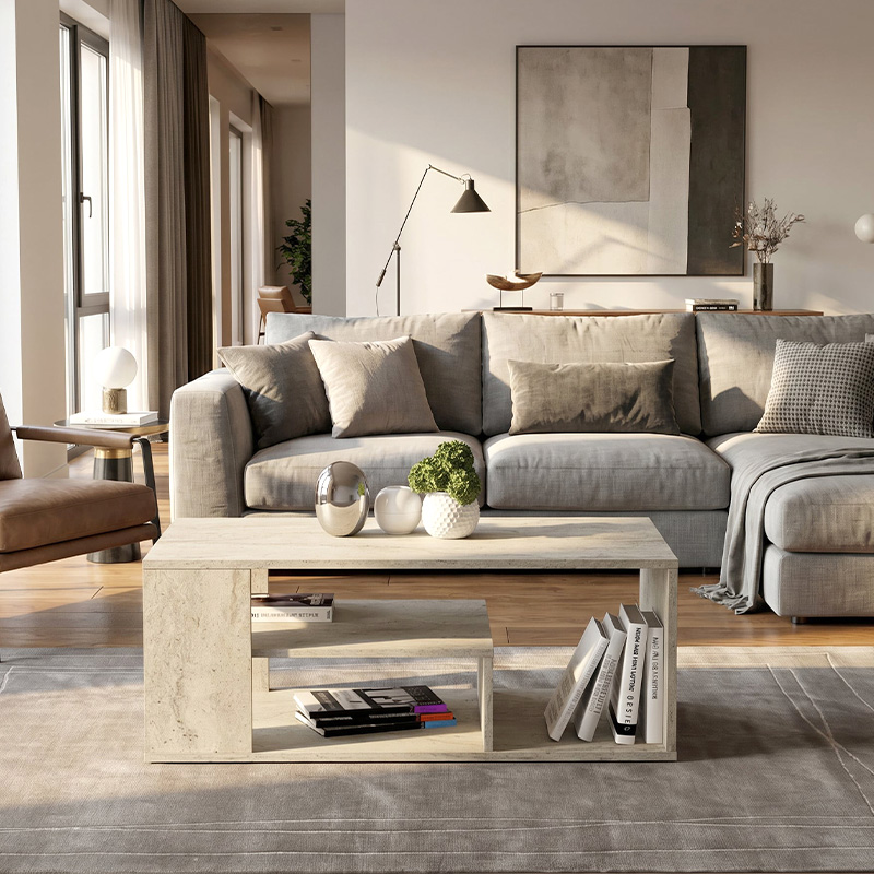 Τραπεζάκι σαλονιού Abdera Megapap χρώμα travertine 110x60x42εκ. Τραπεζάκι σαλονιού Abdera Megapap χρώμα travertine 110x60x42εκ.