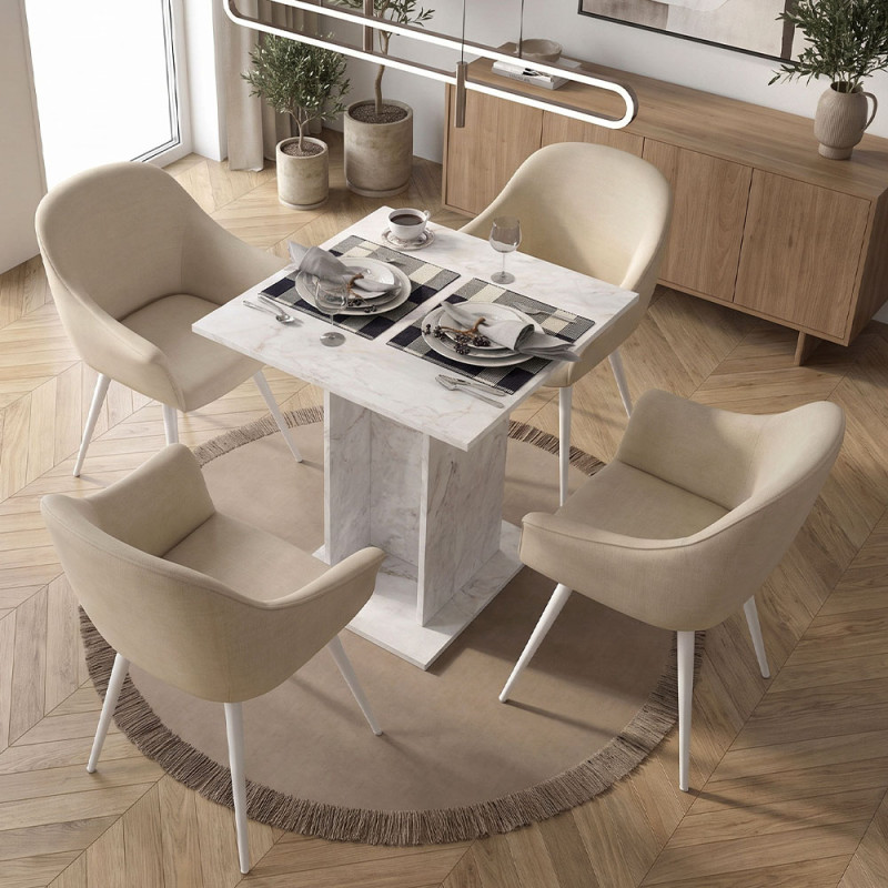 Τραπέζι Allos Megapap χρώμα λευκό εφέ μαρμάρου 75x75x77εκ. Τραπέζι Allos Megapap χρώμα λευκό εφέ μαρμάρου 75x75x77εκ.