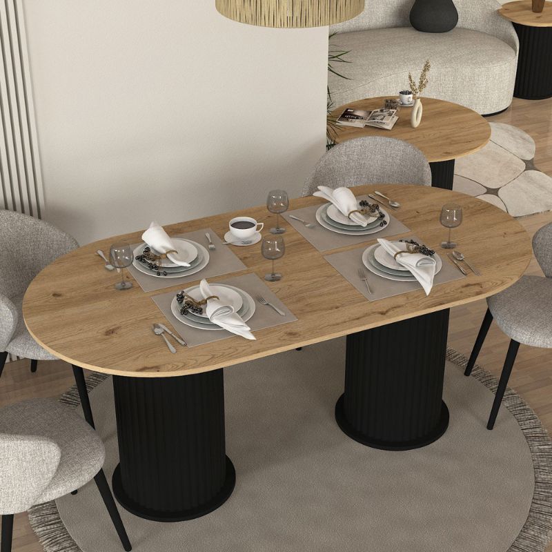 Τραπέζι Bohema Megapap χρώμα μαύρο - sepet oak 180x90x77,7εκ. Τραπέζι Bohema Megapap χρώμα μαύρο - sepet oak 180x90x77,7εκ.