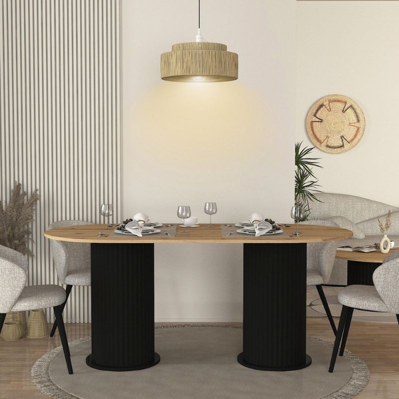 Τραπέζι Bohema Megapap χρώμα μαύρο - sepet oak 180x90x77,7εκ. Τραπέζι Bohema Megapap χρώμα μαύρο - sepet oak 180x90x77,7εκ.