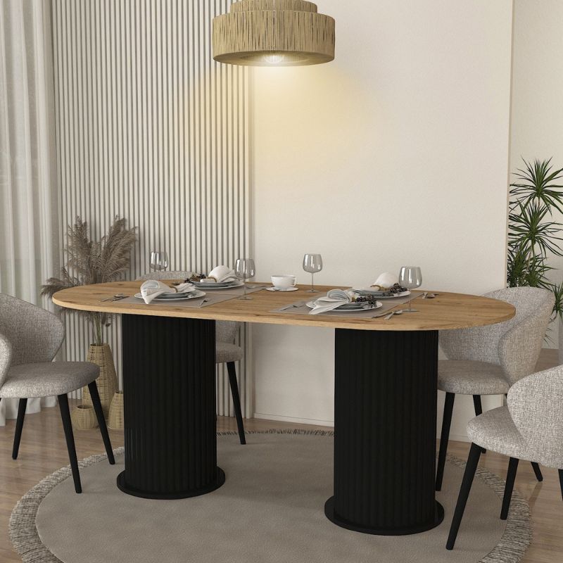 Τραπέζι Bohema Megapap χρώμα μαύρο - sepet oak 180x90x77,7εκ. Τραπέζι Bohema Megapap χρώμα μαύρο - sepet oak 180x90x77,7εκ.