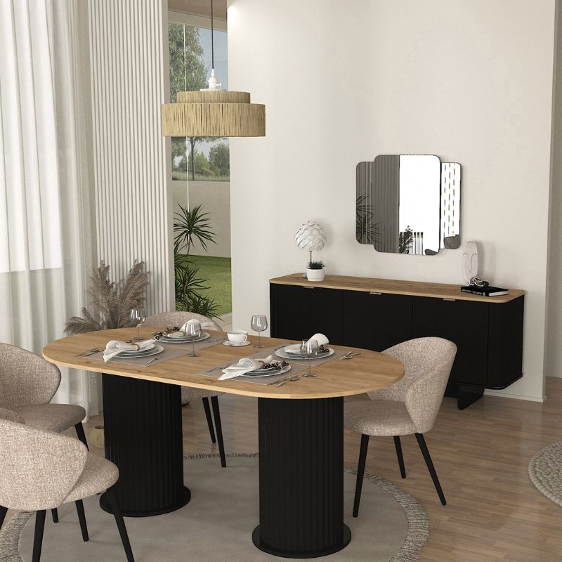 Τραπέζι Bohema Megapap χρώμα μαύρο - sepet oak 180x90x77,7εκ. Τραπέζι Bohema Megapap χρώμα μαύρο - sepet oak 180x90x77,7εκ.