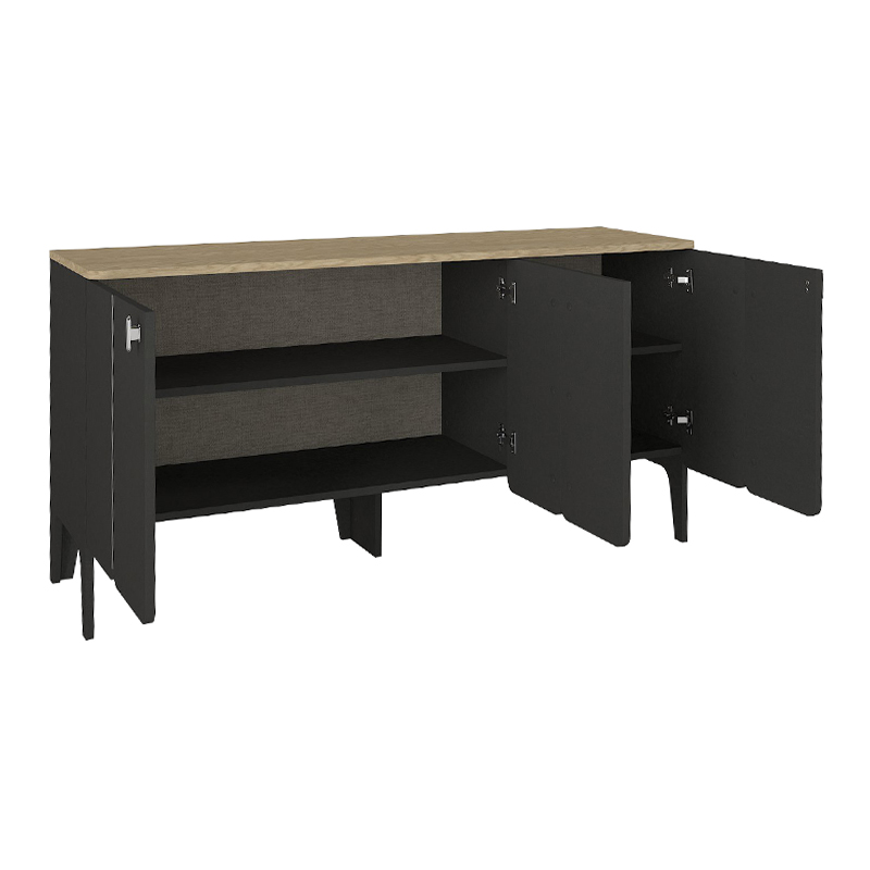 Μπουφές Pedro Megapap χρώμα ανθρακί - rota oak 150x45x75εκ. Μπουφές Pedro Megapap χρώμα ανθρακί - rota oak 150x45x75εκ.