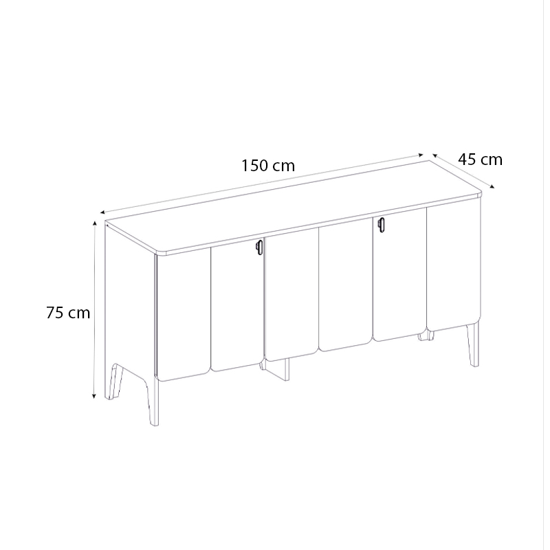 Μπουφές Pedro Megapap χρώμα ανθρακί - rota oak 150x45x75εκ. Μπουφές Pedro Megapap χρώμα ανθρακί - rota oak 150x45x75εκ.