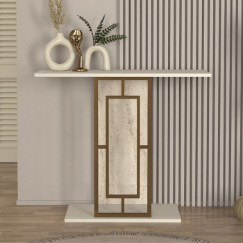Κονσόλα Alderas Megapap χρώμα sandstone - travertine - χρυσό 90x29,6x76,8εκ. Κονσόλα Alderas Megapap χρώμα sandstone - travertine - χρυσό 90x29,6x76,8εκ.