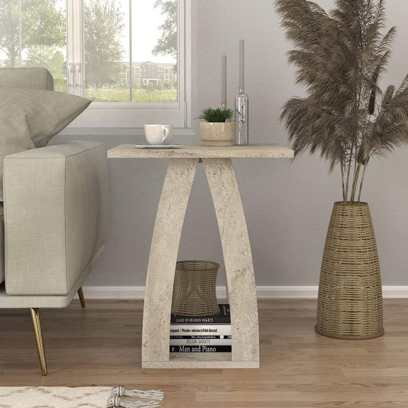 Τραπεζάκι βοηθητικό - Κομοδίνο Deros Megapap χρώμα travertine 45x45x56εκ. Τραπεζάκι βοηθητικό - Κομοδίνο Deros Megapap χρώμα travertine 45x45x56εκ.
