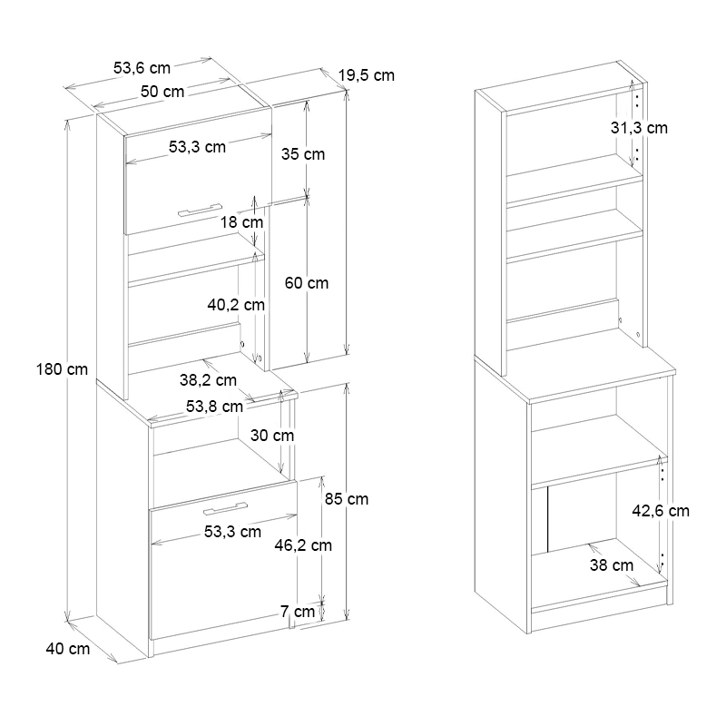 Έπιπλο κουζίνας Tuco 1 Megapap χρώμα sapphire oak 53,8x40x180εκ. Έπιπλο κουζίνας Tuco 1 Megapap χρώμα sapphire oak 53,8x40x180εκ.