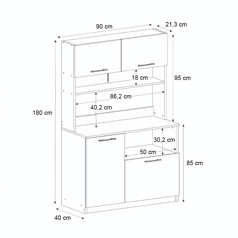 Έπιπλο κουζίνας Tuco 2 Megapap χρώμα sapphire oak 90x40x180εκ. Έπιπλο κουζίνας Tuco 2 Megapap χρώμα sapphire oak 90x40x180εκ.