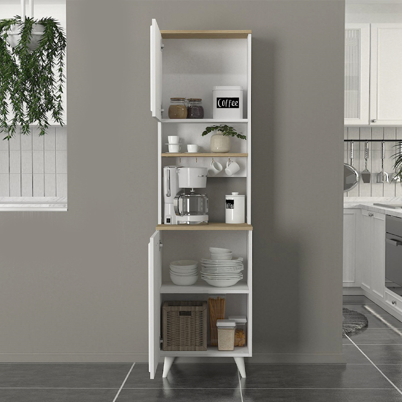 Έπιπλο κουζίνας Potter 1 Megapap χρώμα λευκό - rota oak 53,4x39,6x196,1εκ. Έπιπλο κουζίνας Potter 1 Megapap χρώμα λευκό - rota oak 53,4x39,6x196,1εκ.