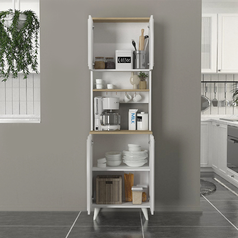 Έπιπλο κουζίνας Potter 2 Megapap χρώμα λευκό - rota oak 60x40x196,1εκ. Έπιπλο κουζίνας Potter 2 Megapap χρώμα λευκό - rota oak 60x40x196,1εκ.