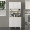 Έπιπλο κουζίνας Potter 3 Megapap χρώμα λευκό - rota oak 90x40x196,1εκ.