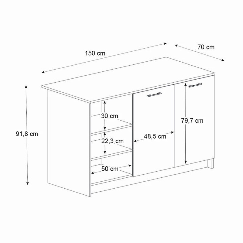 Τραπέζι - Πάγκος κουζίνας Peres Megapap χρώμα sepet oak 150x70x91,8εκ. Τραπέζι - Πάγκος κουζίνας Peres Megapap χρώμα sepet oak 150x70x91,8εκ.