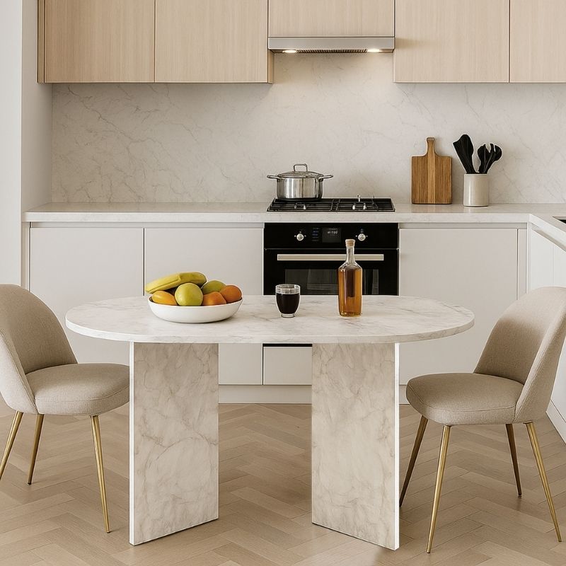 Τραπέζι Cortado Megapap χρώμα λευκό εφέ μαρμάρου 138x80x75εκ. Τραπέζι Cortado Megapap χρώμα λευκό εφέ μαρμάρου 138x80x75εκ.