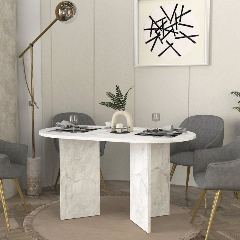 Τραπέζι Cortado Megapap χρώμα λευκό εφέ μαρμάρου 138x80x75εκ. Τραπέζι Cortado Megapap χρώμα λευκό εφέ μαρμάρου 138x80x75εκ.