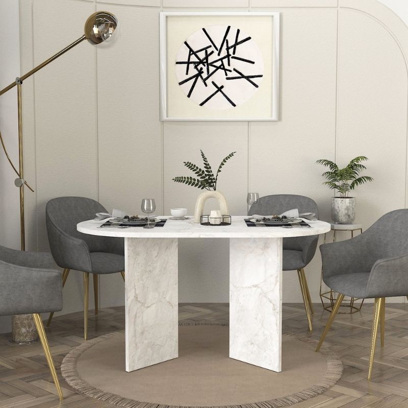 Τραπέζι Cortado Megapap χρώμα λευκό εφέ μαρμάρου 138x80x75εκ. Τραπέζι Cortado Megapap χρώμα λευκό εφέ μαρμάρου 138x80x75εκ.