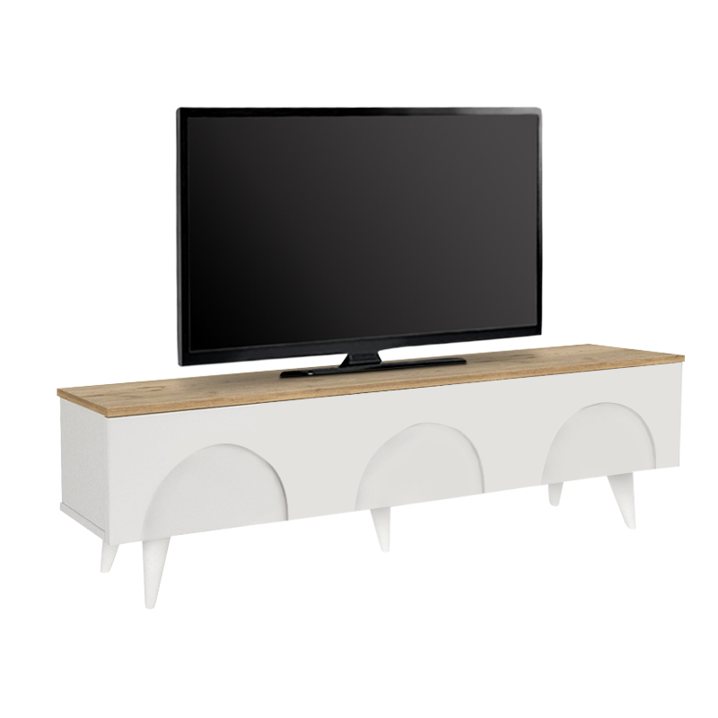 Έπιπλο τηλεόρασης Bono Megapap χρώμα λευκό - sepet oak 150x32,3x42,1εκ.