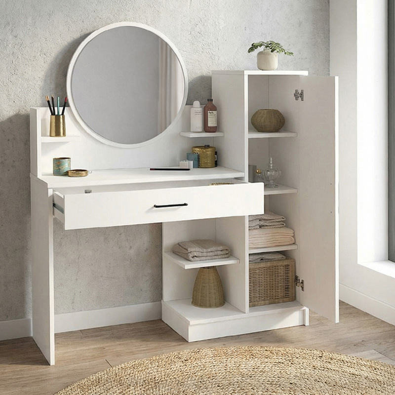 Τουαλέτα με καθρέπτη Andera Megapap χρώμα λευκό 123,9x35x144,4εκ. Τουαλέτα με καθρέπτη Andera Megapap χρώμα λευκό 123,9x35x144,4εκ.