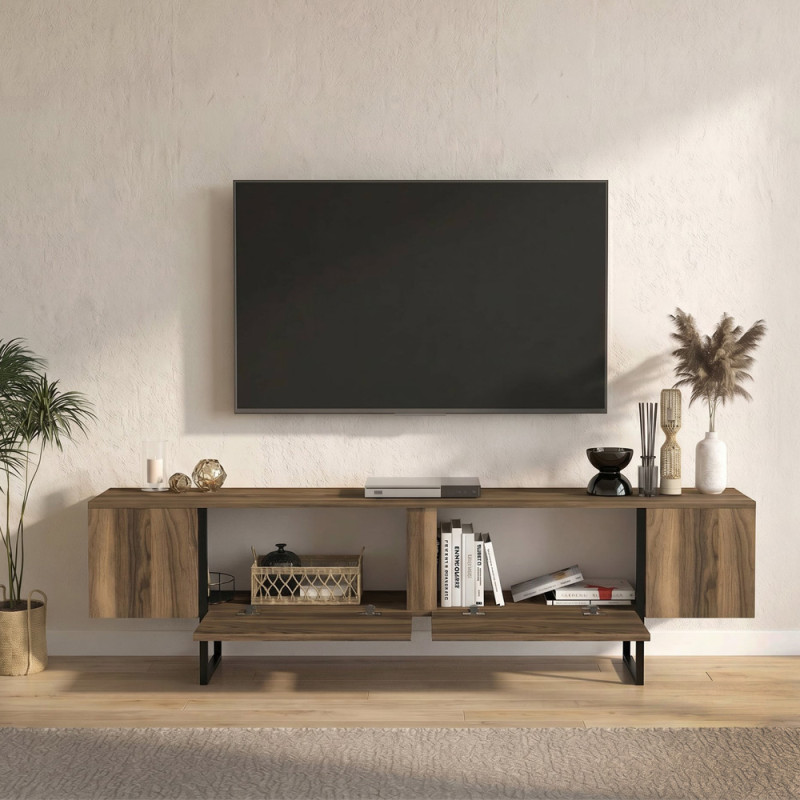 Έπιπλο τηλεόρασης Orontes Megapap χρώμα καρυδί 180x29,6x50εκ. Έπιπλο τηλεόρασης Orontes Megapap χρώμα καρυδί 180x29,6x50εκ.