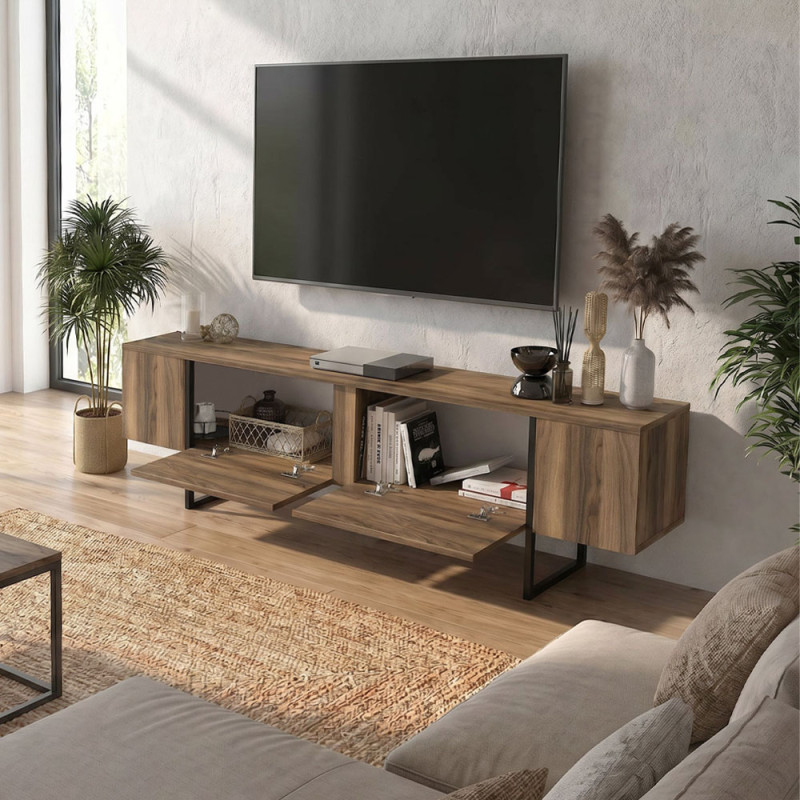 Έπιπλο τηλεόρασης Orontes Megapap χρώμα καρυδί 180x29,6x50εκ. Έπιπλο τηλεόρασης Orontes Megapap χρώμα καρυδί 180x29,6x50εκ.