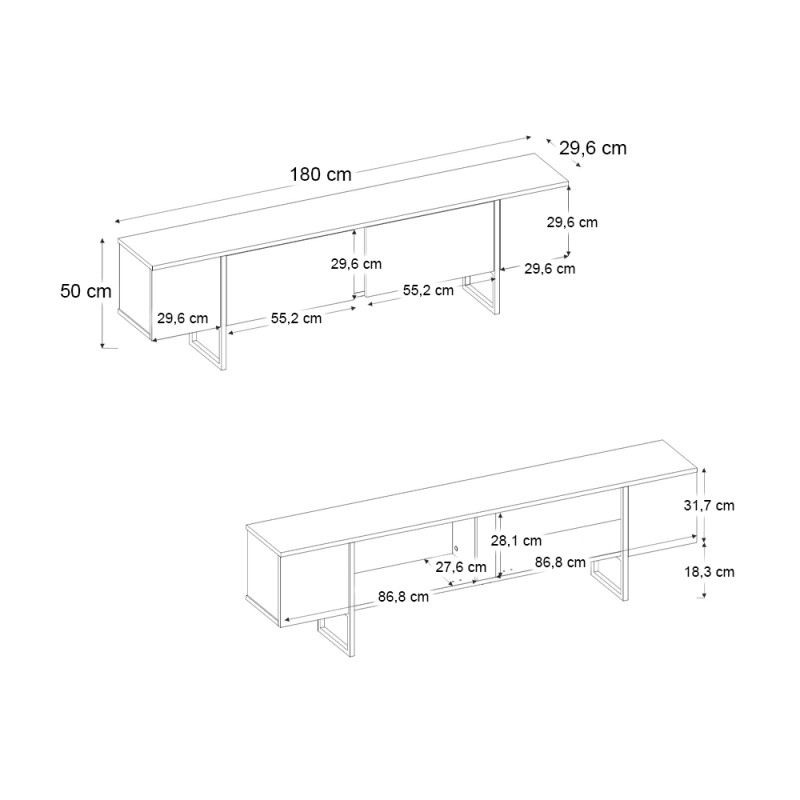 Έπιπλο τηλεόρασης Orontes Megapap χρώμα καρυδί 180x29,6x50εκ. Έπιπλο τηλεόρασης Orontes Megapap χρώμα καρυδί 180x29,6x50εκ.