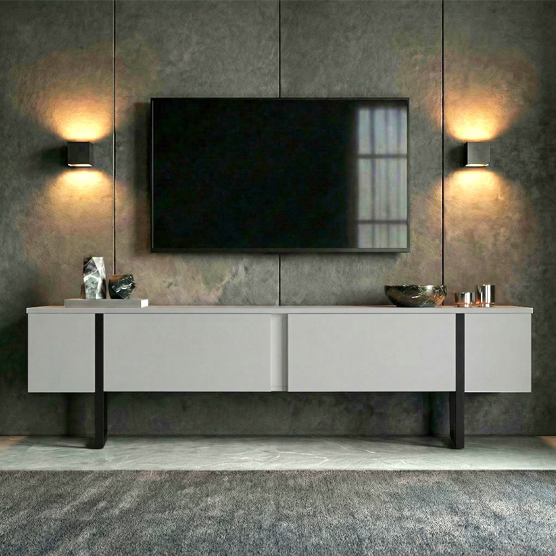 Έπιπλο τηλεόρασης Luxe Megapap χρώμα λευκό - μαύρο 180x30x50εκ. Έπιπλο τηλεόρασης Luxe Megapap χρώμα λευκό - μαύρο 180x30x50εκ.