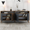 Μπουφές Milan Megapap χρώμα καρυδί - ανθρακί 180x35x78,6εκ. Μπουφές Milan Megapap χρώμα καρυδί - ανθρακί 180x35x78,6εκ.