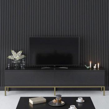 Έπιπλο τηλεόρασης Lord Megapap χρώμα μαύρο - χρυσό 180x30x47εκ. Έπιπλο τηλεόρασης Lord Megapap χρώμα μαύρο - χρυσό 180x30x47εκ.