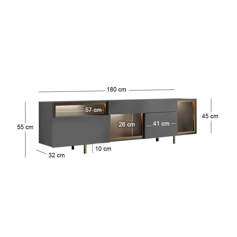 Έπιπλο τηλεόρασης Norm Megapap με Led Rgb χρώμα ανθρακί - χρυσό 180x32x55εκ. Έπιπλο τηλεόρασης Norm Megapap με Led Rgb χρώμα ανθρακί - χρυσό 180x32x55εκ.