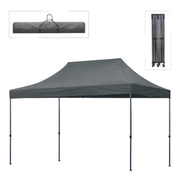 Κιόσκι - Gazebo Bari Megapap πτυσσόμενο μεταλλικός σκελετός - αδιάβροχο ύφασμα χρώμα γκρι 3x4,5x3,20m.