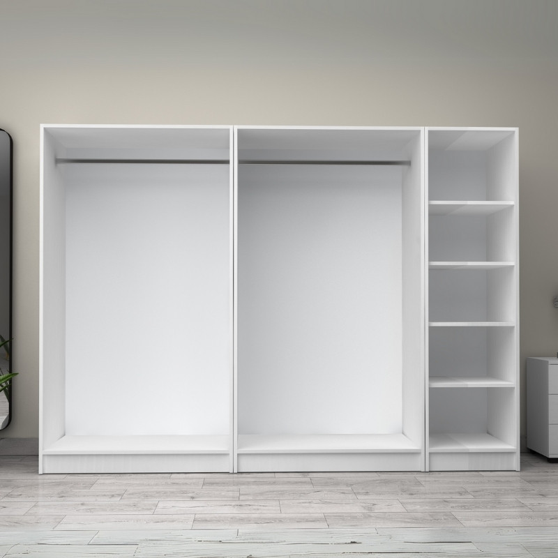 Ντουλάπα ρούχων Victoria Megapap πεντάφυλλη χρώμα λευκό 250x60x181εκ. Ντουλάπα ρούχων Victoria Megapap πεντάφυλλη χρώμα λευκό 250x60x181εκ.